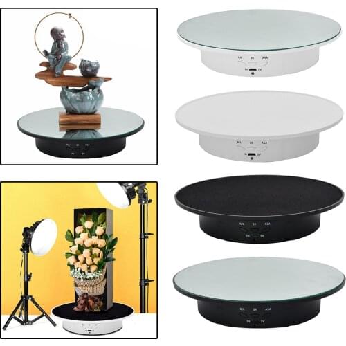 Turntable Display Stand Pedestal USB Power Revolving Mirror/Velvet Base Holder for Photography Jewelry Shoes Collectibles