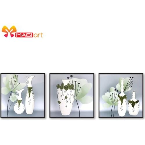 Cross stitch kits Embroidery needlework sets 11CT water soluble canvas patterns 14CT Porcelain bottle flower-NCMF269