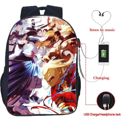 High Quality Fullmetal Alchemist USB Charging School Bag Casual USB Backpack Men Women Boys Girls high quality School Bag