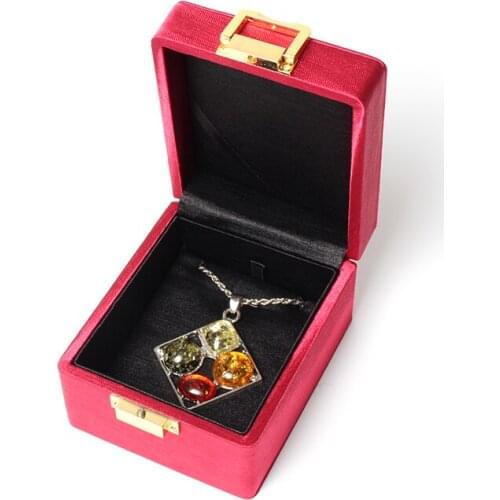 High-level Brushed Copper Buckle Gem Pendant Bracelet Jewelry Box Built-in High-grade Satin Cloth Protect Accessories