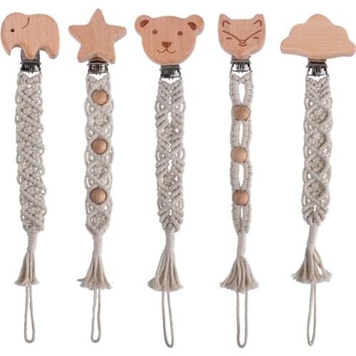 Baby Pacifier Clip Infant Vintage Simple Crochet Clip for Newborn Teething Soother Chew Dummy Chains Hand Made for Baby Gift