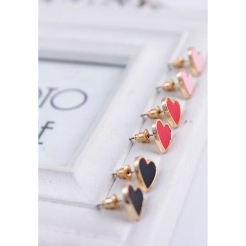 2019 Fashion Colorful Lovely Stud Earrings for Women Elegant Heart Stud Earrings for Girls Jewelry SE0016