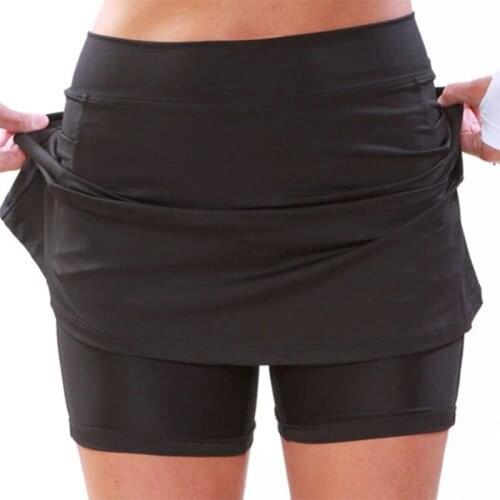Fitness Sports Women Athletic Shorts Skirt Solid Anti Exposure High Waist Shorts Female Sportswear skirt shorts in a cage