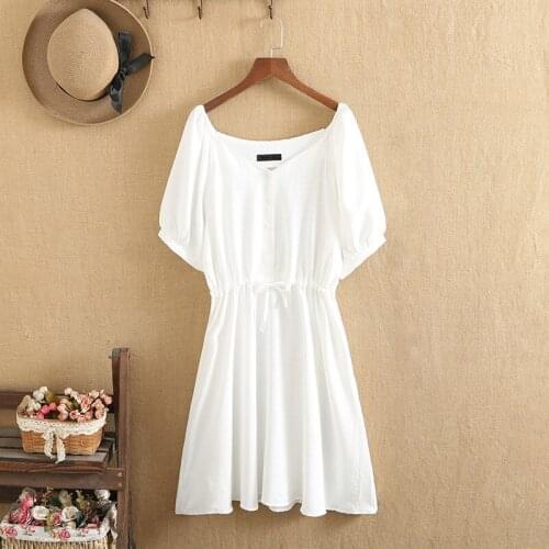 Plus Size Dresses For Women Large V-Neck Short Sleeves Solid Color Waistline Frenulum Adjustable Summer Dress Large Size Dresses