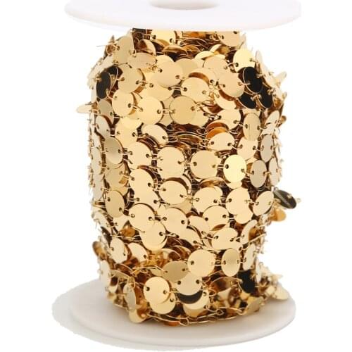 1M/2M/5M/10M 8mm width Round Soldered Handmade Chains Stainless Steel Gold Star Link Chain Findings for Women Necklace Bracelet