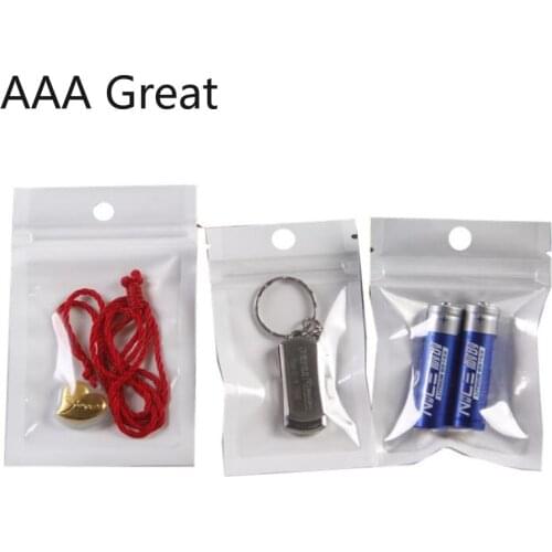 100Pcs/Lot Clear Self Seal Zipper Plastic Packaging Pouches Pack Bag Ziplock Zip Lock Storage Bag Retail Package With Hang Hole