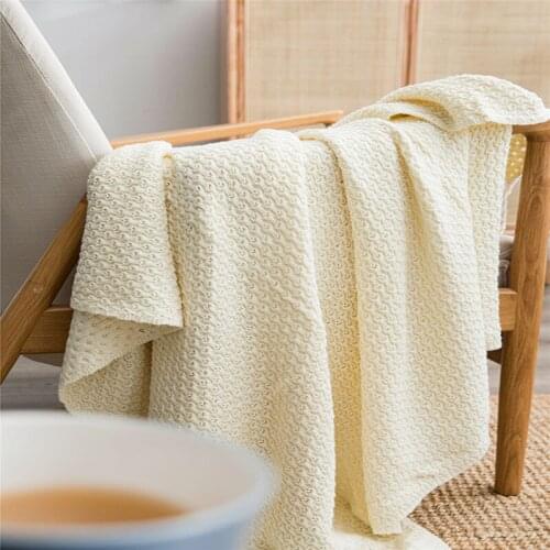 2020 Woman Fashion Ivory White Office Rest Blankets Spring Warm Wool Blanket Sofa/Bed Cover Quilt Knitted Cotton Blanket