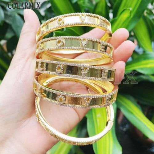 3 Pcs Zircon Love style Bracelet Jewelry Bangle Light Gold metal Zircon Bracelet jewelry for women jewelry Women bangle 31734