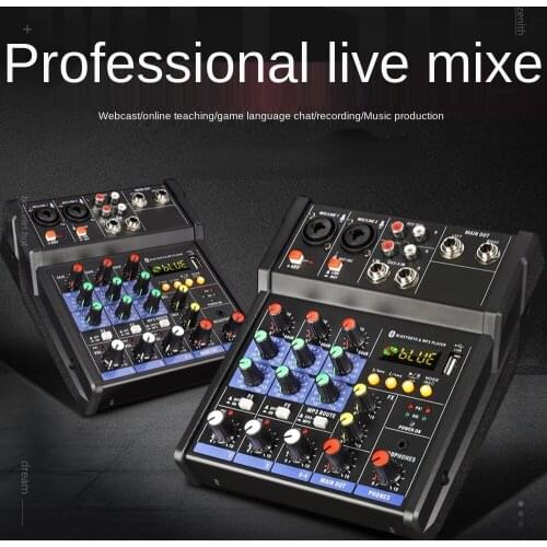 The new bluetooth with sound card small 4-way mixer home performance outdoor stage USB effect device