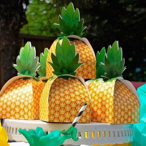 50Pcs Wedding Favors Gift Candy Boxes Paper Pineapple Gift Bag Beach Wedding Decorations Baby Shower Party Birthday Supplies