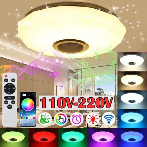 Diamond Lampshade LED Ceiling Lights with Dimmable RGB APP Bluetooth Music Colorful Ceiling Lamp 36/80W 110V/220V+Remote Control