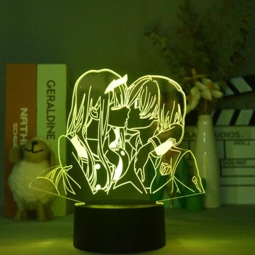 Anime Darling in the Franxx Zero Two & Hiro Lamp 3D Hologram LED Nightlight Touch Remote Control Christmas Lighting Child Room