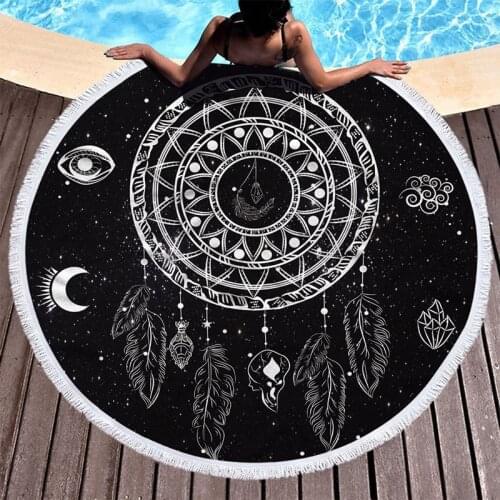 Large Round Beach Towel with Colorful Printing Design Durable Soft Thick Quick Dry Absorbent Sand Proof for Beach jlrr
