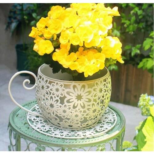Outdoor Wrought iron Cup Shape Flowerpot Accessories Courtyard Garden Lawn Furnishings Crafts Balcony Landscape Decoration Art