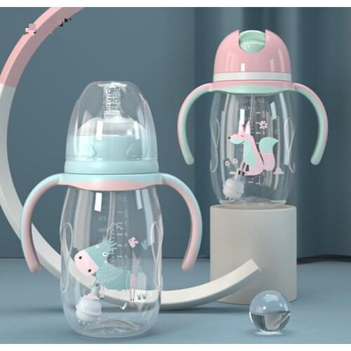 Baby Feeding Bottle Kids Water Bottle Dual-use Bottle Wide Caliber Duckbill Cup Milk High Temperature Resistant Infant PP Bottle