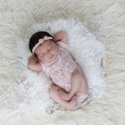Baby Photography Props Lace Romper Floral Backless Bowknot Soft Ribbon Clothes Newborn Photography Accessories Cute Girl Outfit