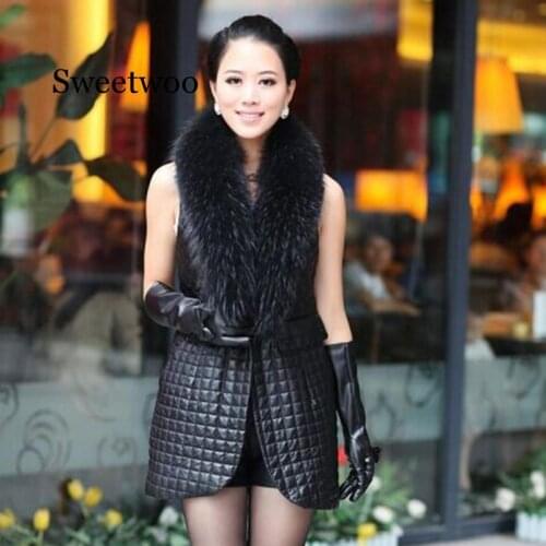 2019 Burst Vest Damaoling Long Imitation Sheep Leather Horse Imitation Fur Vest Jacket S-6XL PU jacket