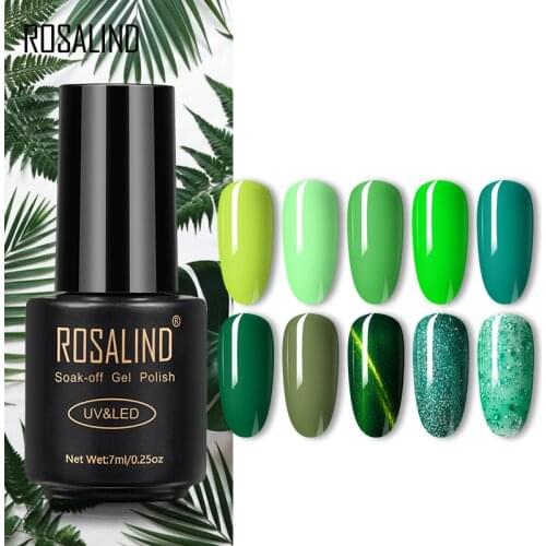 ROSALIND Forest Green Color Series Gel Polish For Nail Art Design UV Lamp Sock Off hybrid varnishes Need Base Top Nail Gel