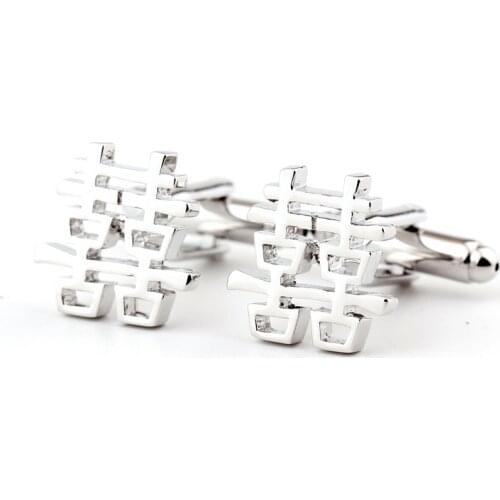 Chinese characters cufflinks Double happiness cufflinks mens shirts French cufflinks sleeve nail free shipping