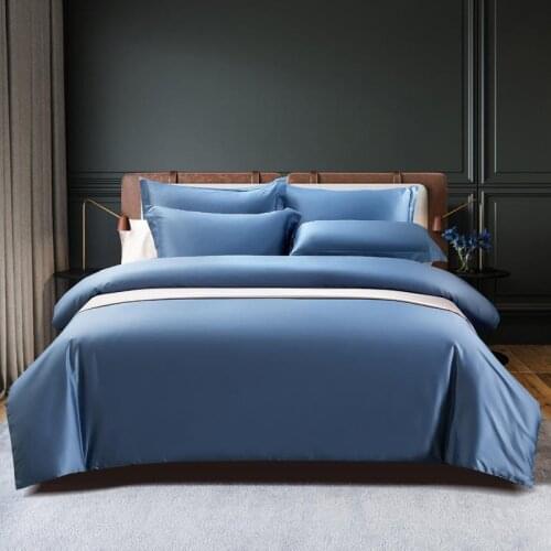 1000TC Egyptian Cotton Twin Queen King 4Pcs Duvet Cover Set Soft Breathable Solid Blue Gray Duvet Cover Bed Sheet Pillow shams