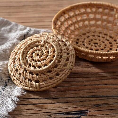 Household Bowl Rattan Snack Storage Bowl Home Storage Box Organizer Durable Fruit Bowl Vegetable Basket Wicker Picnic Tray Food