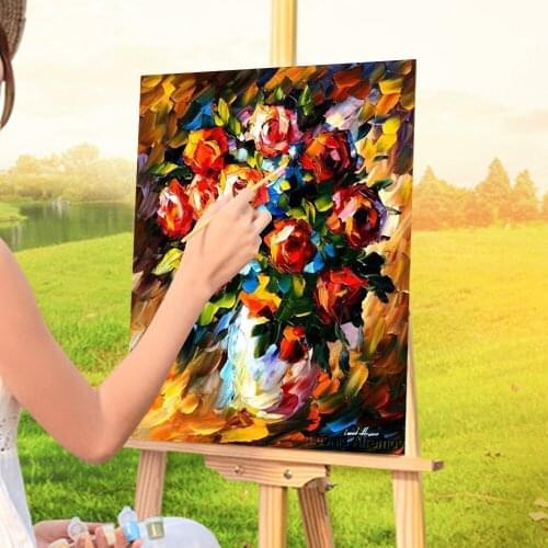 Oil Painting Style Red Roses DIY Paint By Numbers Complete Kit Oil Paints 50*70 Canvas Painting Home Decor For Handicraft