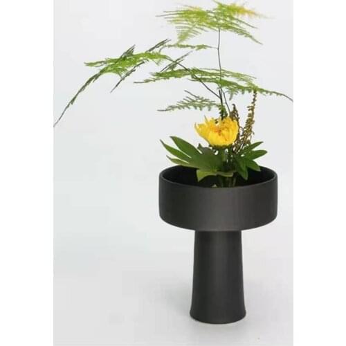 Japanese style matte black ceramic vase