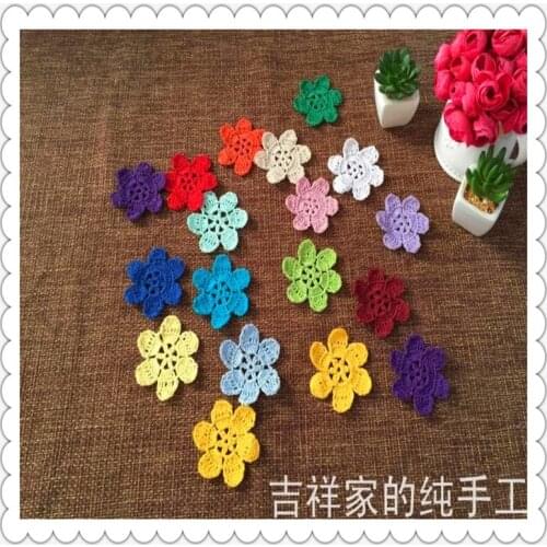 6 pic 7cm Korean like natural cotton crochet real touch mini lace artificial flower as clothing patches for clothes decoration