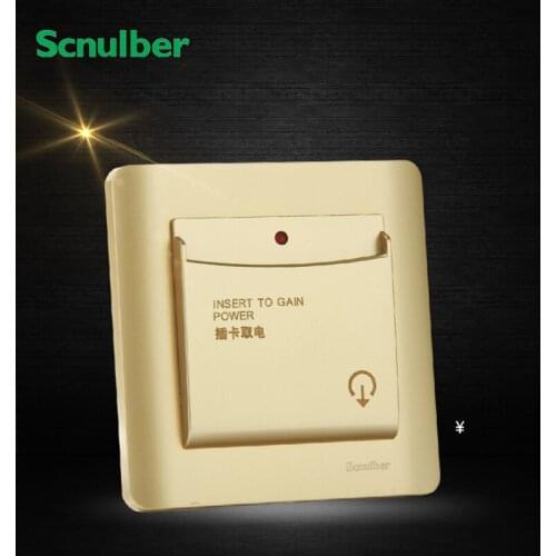 One gang hotel 30A champagne insert card power save delay wall switch