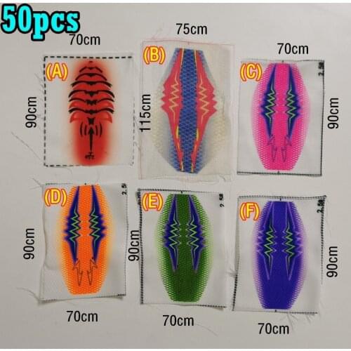 50pcs Squid bait cloth Polyester fabric Fish Shrimp Bright pattern printed Fine mesh Lure artisan Accessories Popular colors Jig