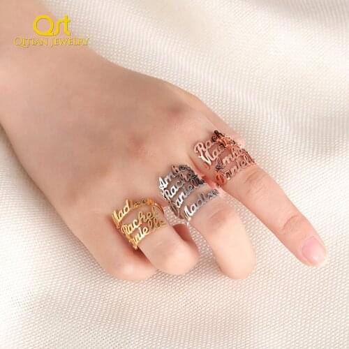Personalized Multiple Name Ring Family Name Fashion Ring Custom Stackable Name Statement Jewelry Christmas Gift For Women Girl