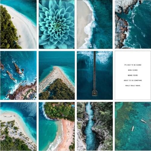 Travel Poster Tropic Hawaii Beach Look down Palm Landscape Painting Canvas Painting Wall Art Picture Modern Home Decoration