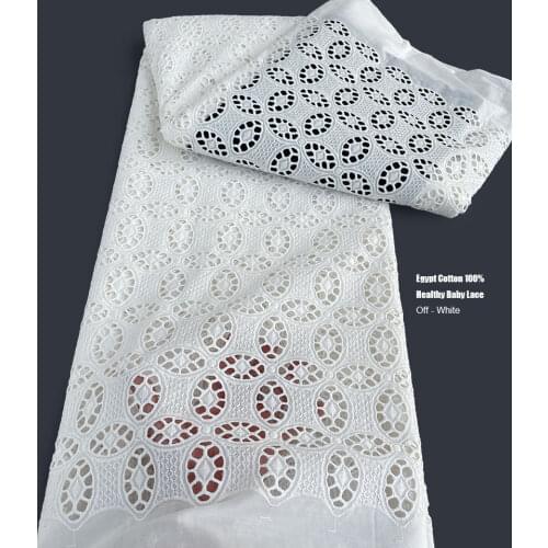 Skin Friendly Sheer Egyptian Cotton Lace Holed Embroidery African Swiss Voile Fabric 5 yards High Quality Nigerian Inspired Wear
