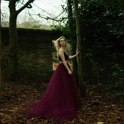 Puffy Dark Purple Long Tulle Skirts For Women High Waist Tutu Skirt Female Adult Saias Custom Fashion New Elastic Skirts