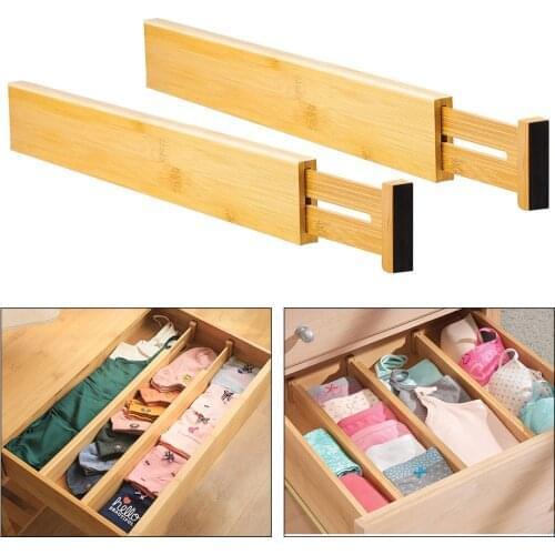 1/2/4Pcs Adjustable Natural Bamboo Drawer Dividers Organizer Dresser Storage Expandable Drawer Dividers Organizer Partition