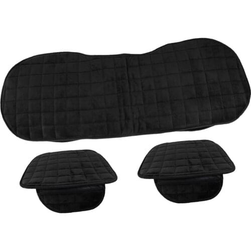 Universal Front Rear Row Car Seat Cover Fleece Plush Luxury Covers Soft Fabric Cushion Black
