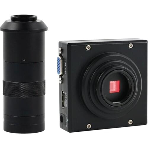 Industrial Microscope Camera +130X CCD Lens HD 1080P 1/2.5" CMOS C Interface HDMI VGA Dual Output Built-in Measurement Software