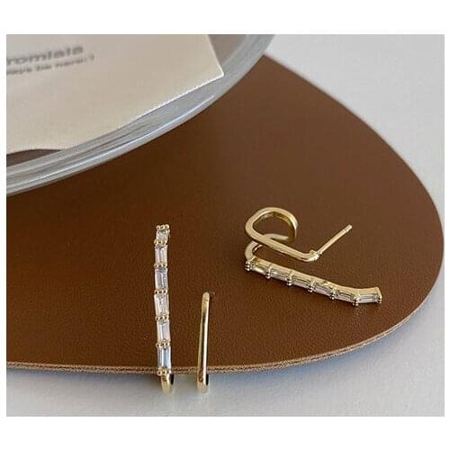 High-quality Double-layer Zircon Earrings For Women Korean Ladies Double Hook Charm Design Pierced Stud Ear Jewelry Gift