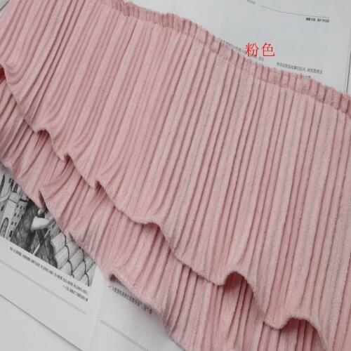 19cm Wide 4Color Available 0.5meter/lot Winter Velvet Doule Layer Ruffle Lace Trims Sweater /Dress Hem Lace SC333
