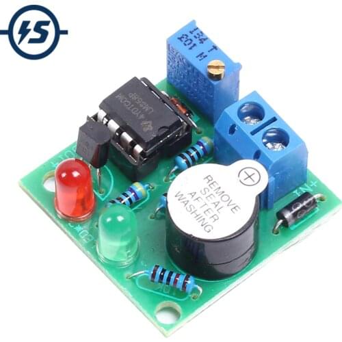 LM358 Low Voltage Alarm Buzzer Lithium Lipo-Lion Battery Under Vlotage Protection Module With LED Indicator 12V On-Board