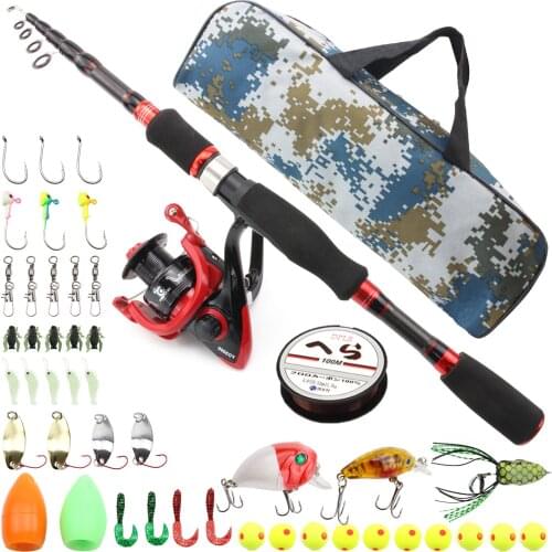 1.8m 2.1m Rod Reel Combos carbon spinning fishing rod Portable Fishing tackle bag Various fishing Novice fishing Fishing gear