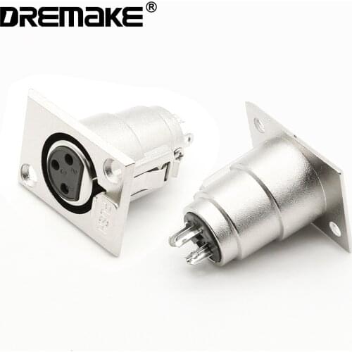 1 Pair Jack Nickel Plated 3 Pin XLR Male/Female Socket Panel Mount Connector XLR Converter