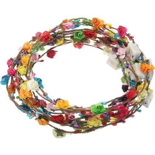 10 Pcs Birthday Party Concert Garlands LED Light Up Flower Wreath Headwear Garland Headbands Party Headdress Hair Accessories