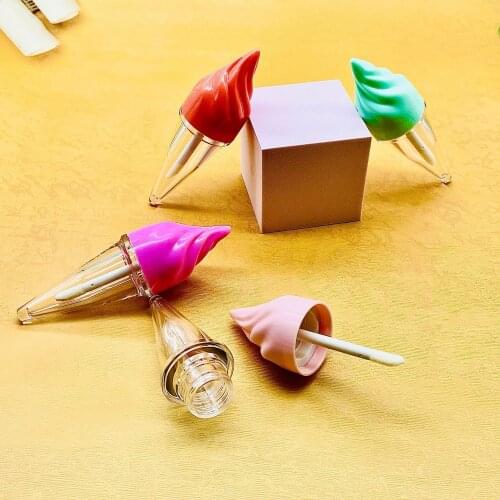 10pcs 5ml Ice-cream Cone Shaped Empty Plastic Lip Gloss Tubes Lip Balm Bottle Container Makeup Tool Diy Sample Vials