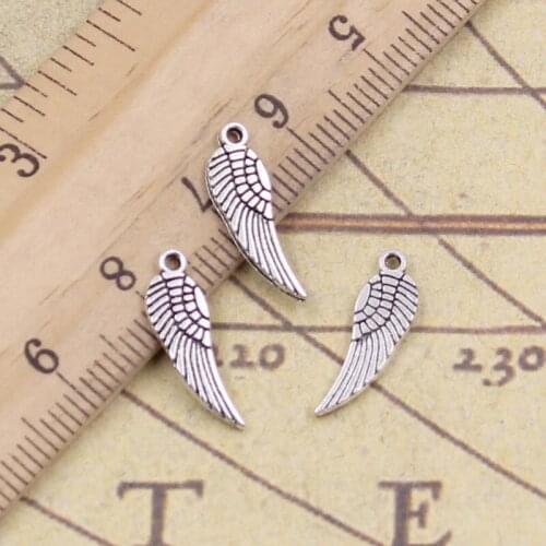 100pcs Charms Angel Wings 19x5mm Antique Bronze Silver Color Pendants Making DIY Handmade Tibetan Finding Jewelry For Bracelet