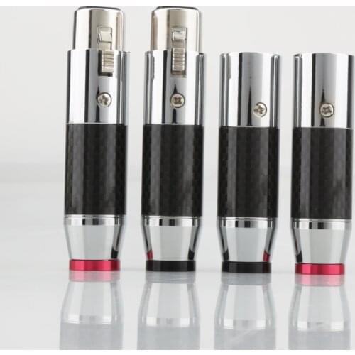 Hi-End Rhodium plated Carbon Fiber audio XLR plug Female plug 4pcs