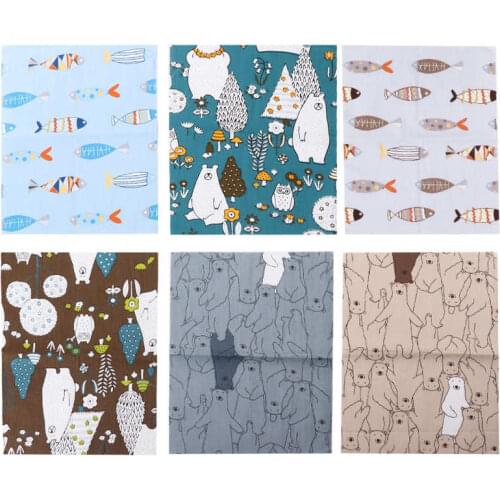 6Pcs/Set Handcraft Cute-Pattern Printed Cotton Fabric Cloth DIY Sewing Quilting Craft Accessory Sewing Craft