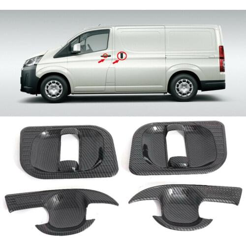 ABS Carbon Accessories Carbon Side Door Handle Bowl Cover Trim for 2019-2020 Toyota Hiace H300