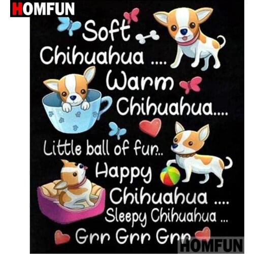 HOMFUN Full Square/Round Drill 5D DIY Diamond Painting "Dog text" Embroidery Cross Stitch 5D Home Decor Gift A07533