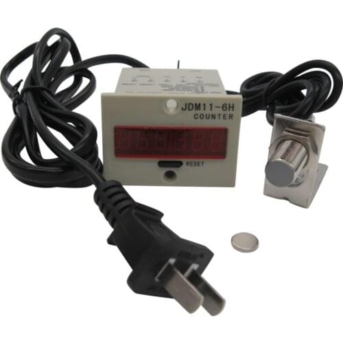 110-220VAC LED Auto Display Digital Counter 0-999999 6 Digits + Hall Proximity Sensor Switch Distance 10mm NPN NO + Holder